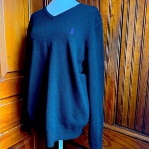 Polo Ralph Lauren Men’s Black 100% Lambs Wool Sweater Size Medium